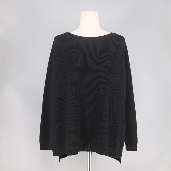 MER SEA Camden Button Back Crewneck Long Sleeve Sweater in Black OS - Picture 1 of 8